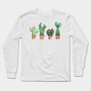 Cute Cactus Plant For Plant Lovers In Classic Pots Long Sleeve T-Shirt